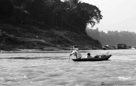 Paddling boat on the Mekong 