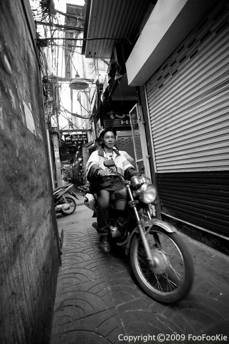 A motorbike in alley